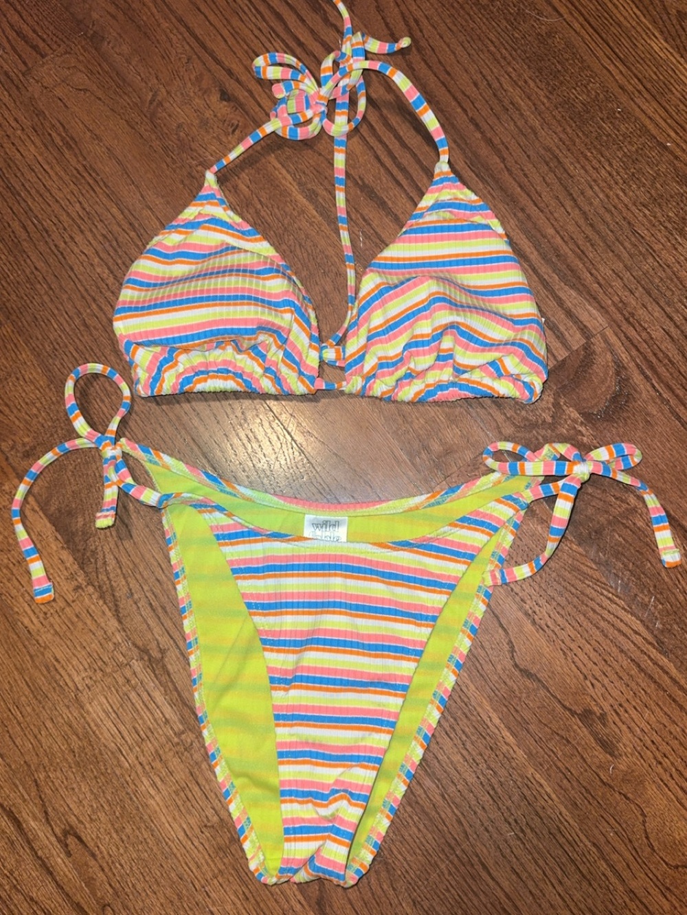Womens Wildfable Rainbow Stripe Tie Bikini - Multicolor